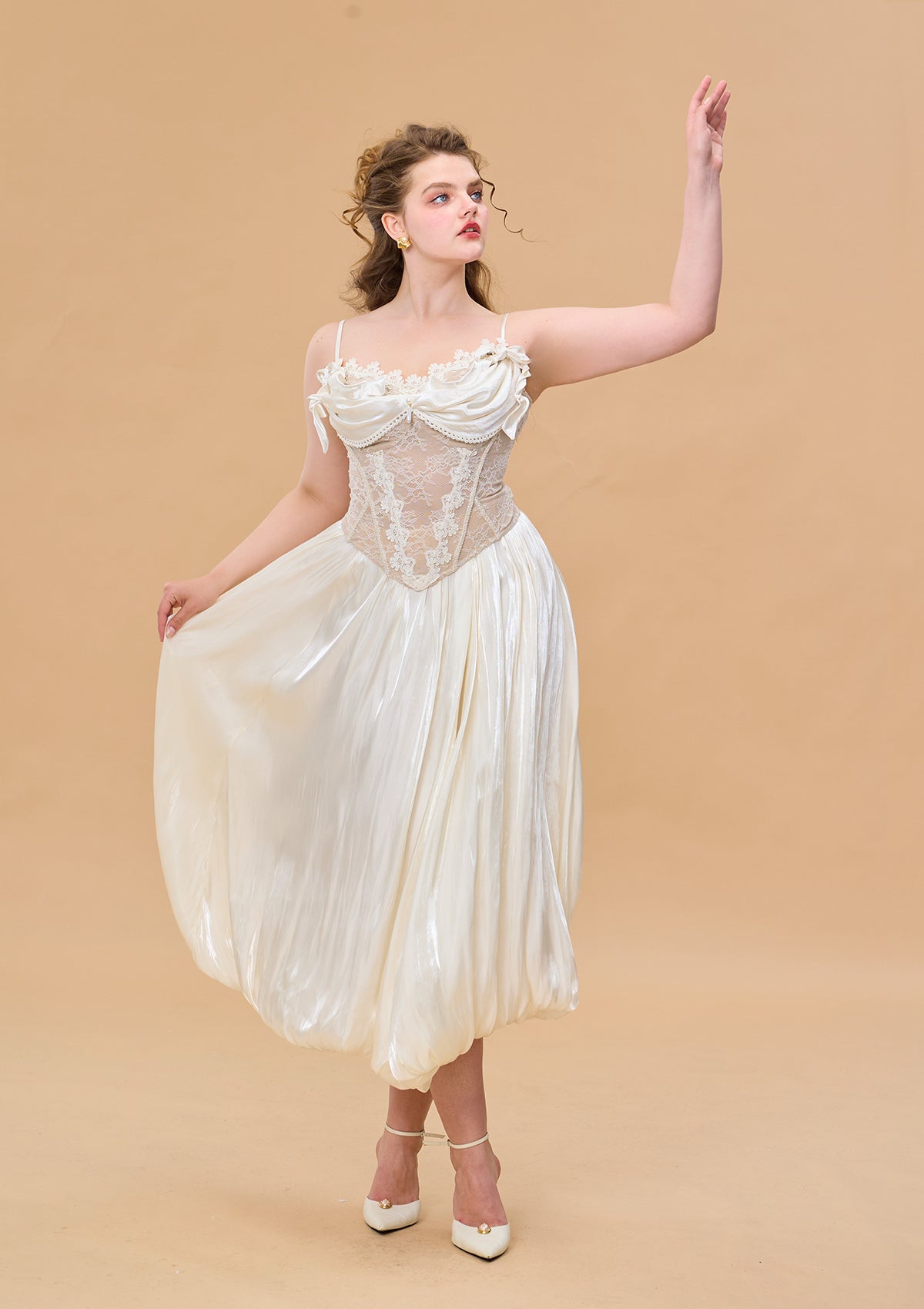 Curve & Plus White Butterfly Flora Skirt