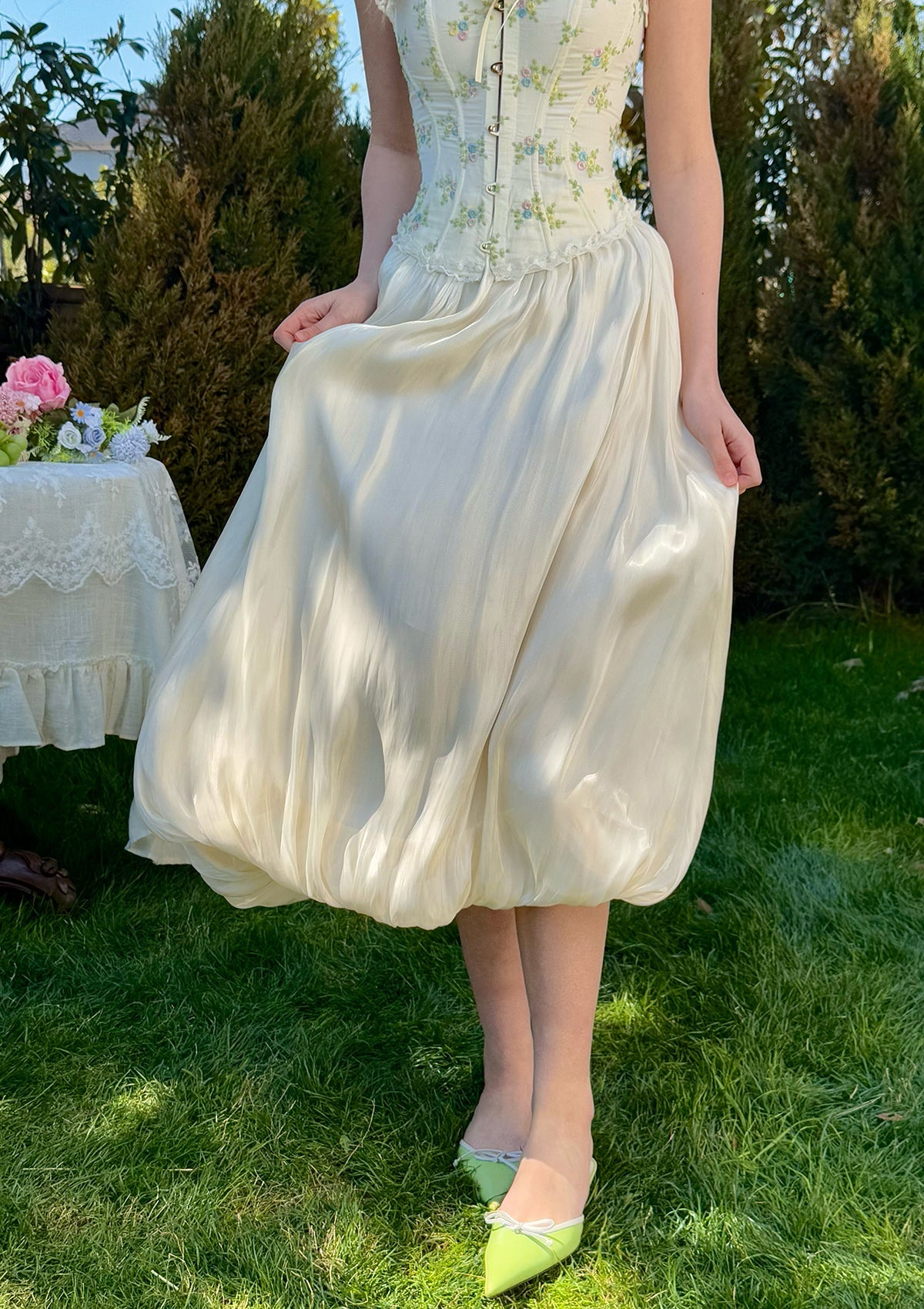 White Butterfly Flora Skirt