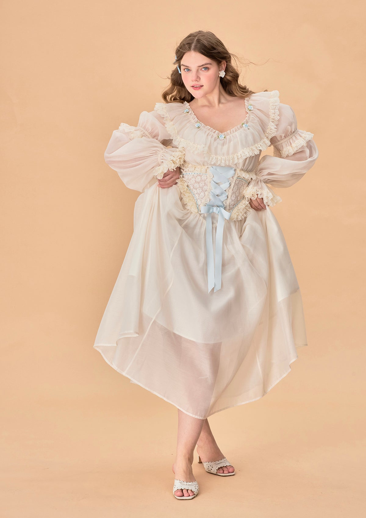 Curve & Plus Blue Hydrangea Corset Dress