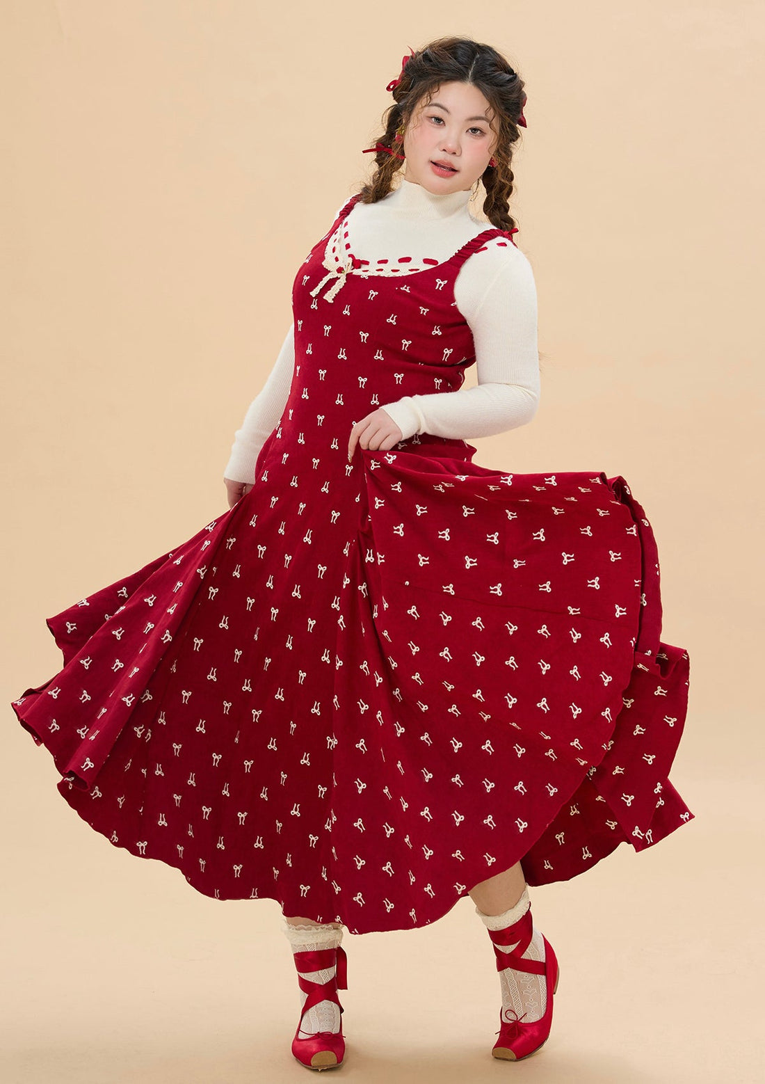 Curve &amp; Plus Strawberry Newspaper Office Dress