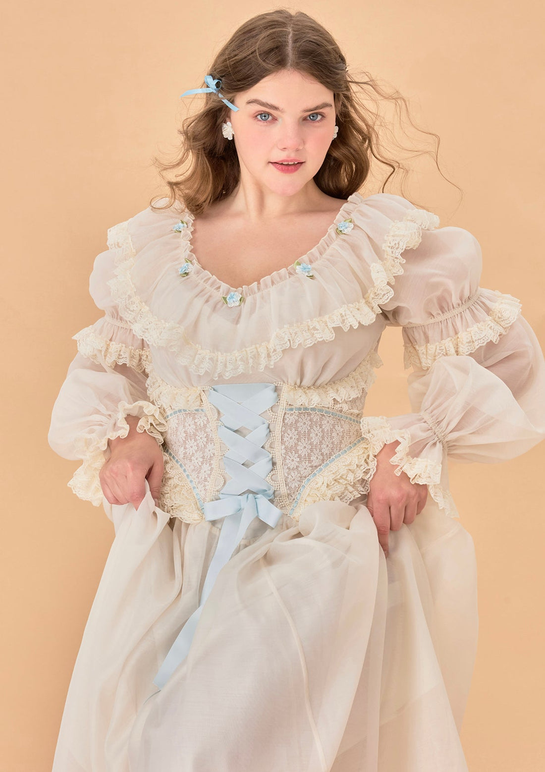 Curve &amp; Plus Blue Hydrangea Corset Dress