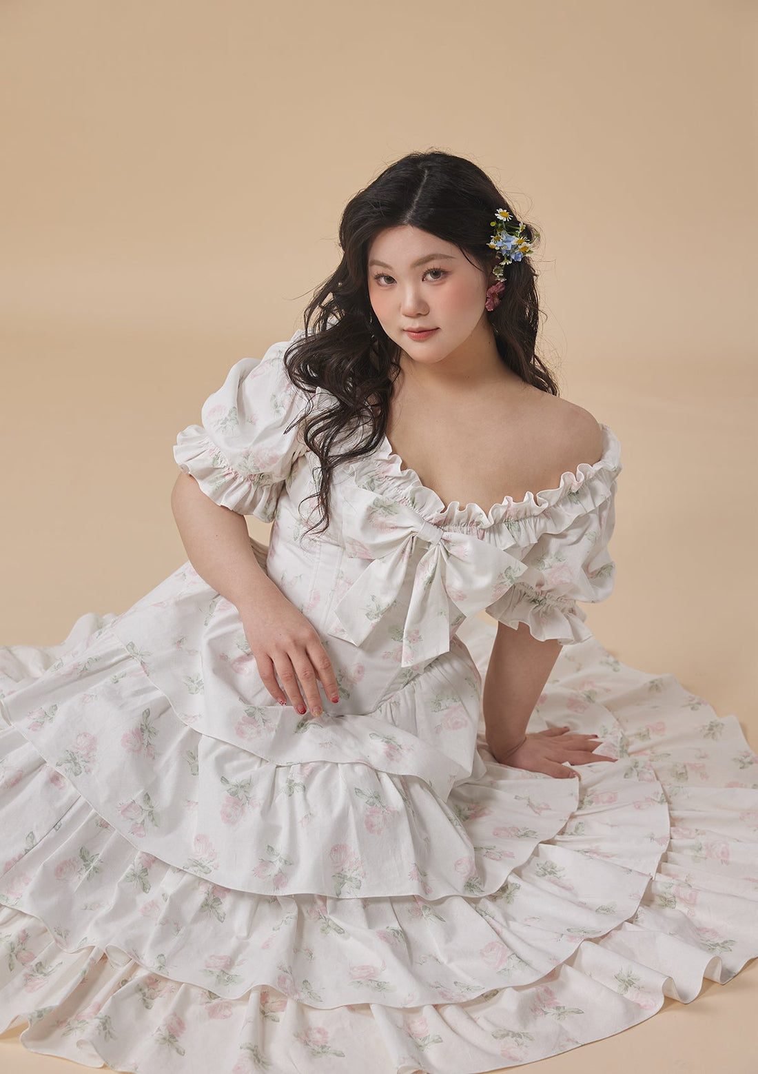 Curve &amp; Plus Bloom in Coral Island Corset Dress