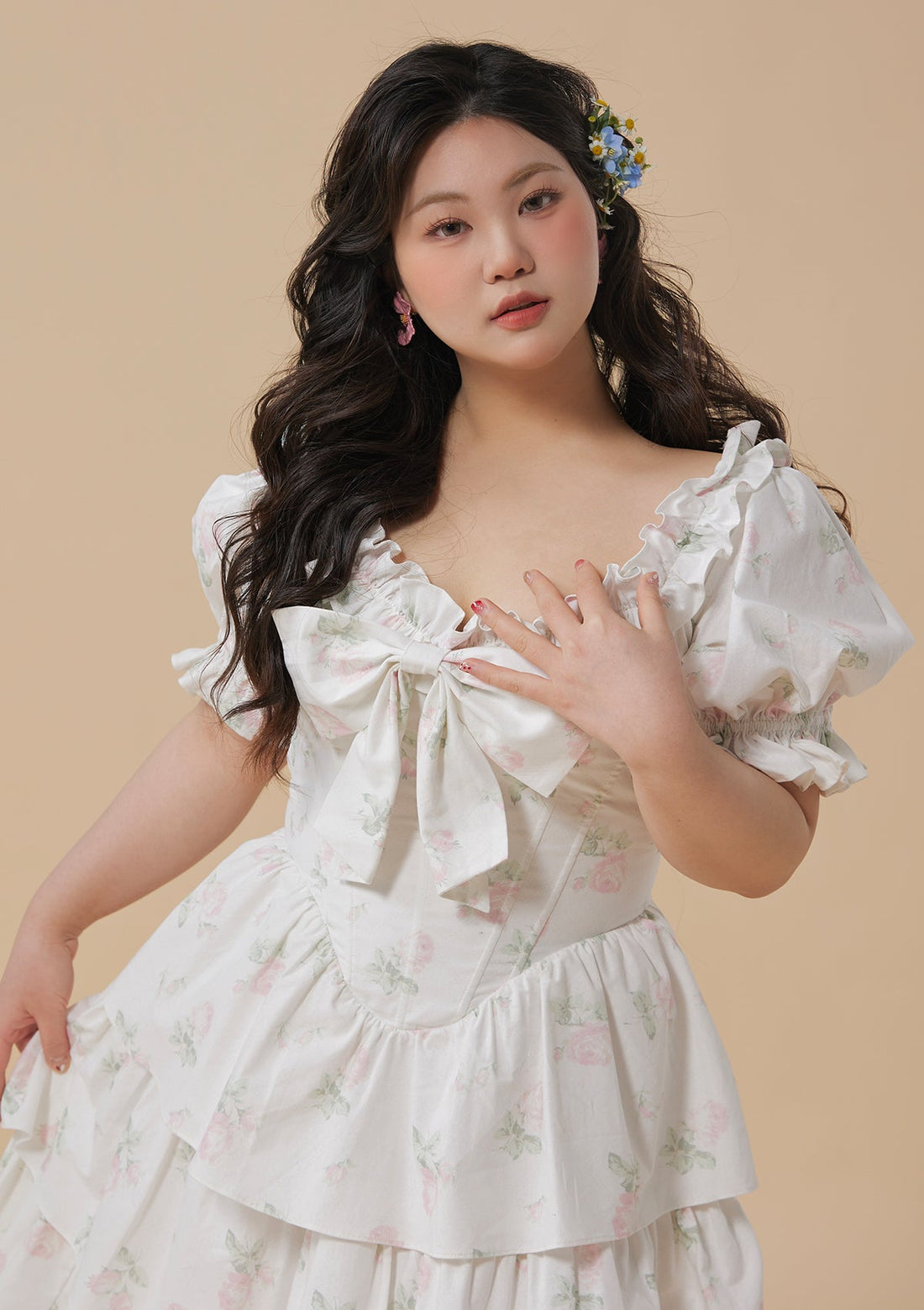 Curve &amp; Plus Bloom in Coral Island Corset Dress