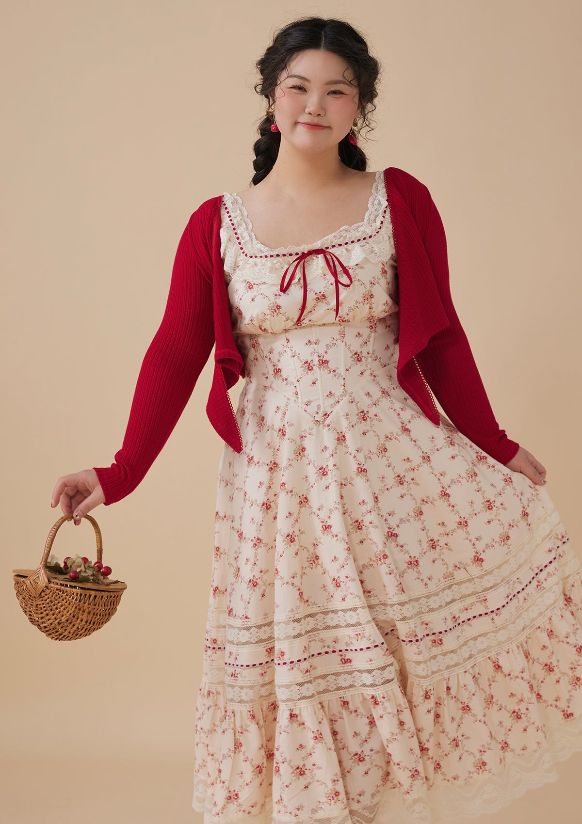 Curve &amp; Plus Red Garnet Corset Dress