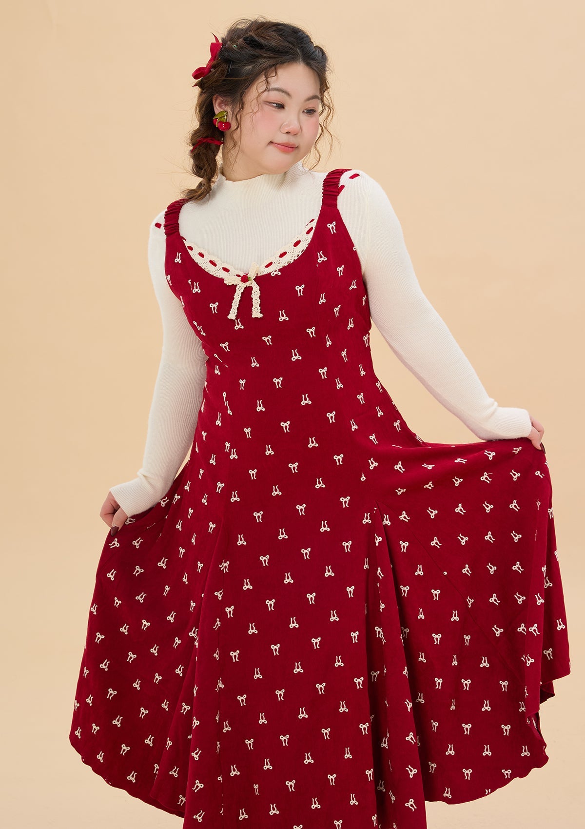 Curve &amp; Plus Strawberry Newspaper Office Dress