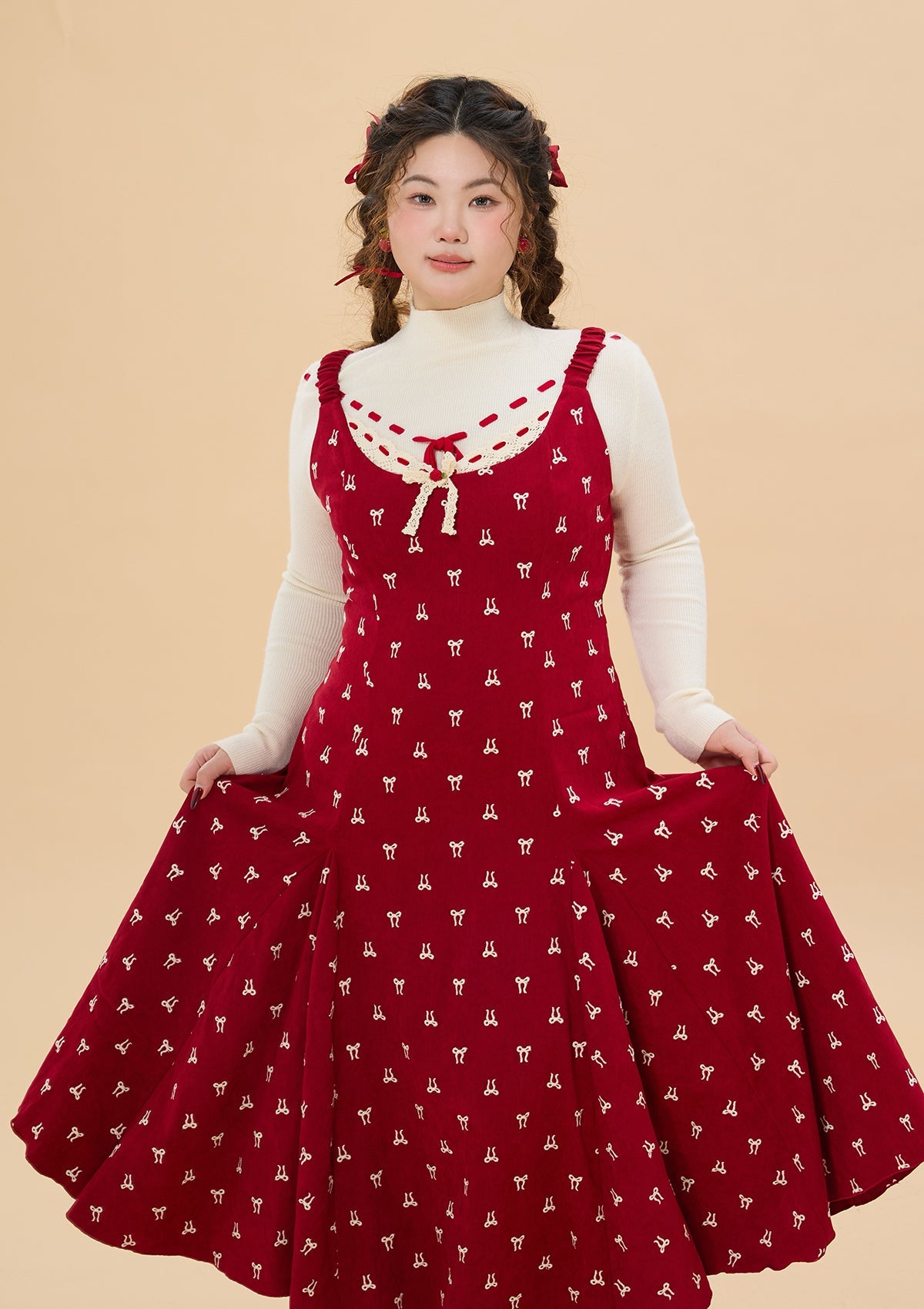 Curve &amp; Plus Strawberry Newspaper Office Dress