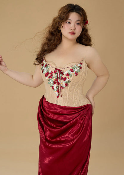 Curve &amp; Plus Strawberry Pinot Noir Corset Dress