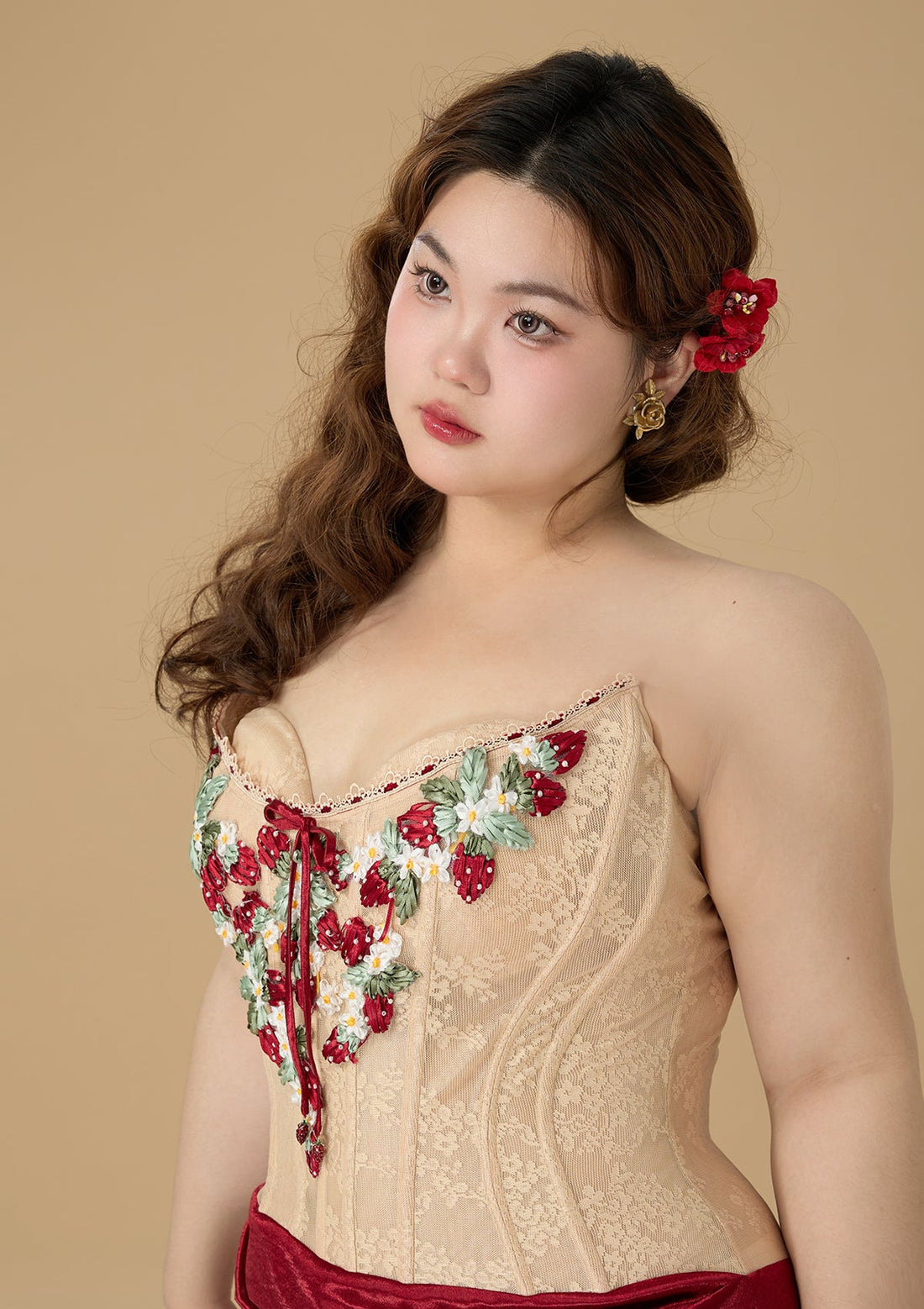Curve &amp; Plus Strawberry Pinot Noir Corset Dress