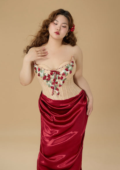 Curve &amp; Plus Strawberry Pinot Noir Corset Dress