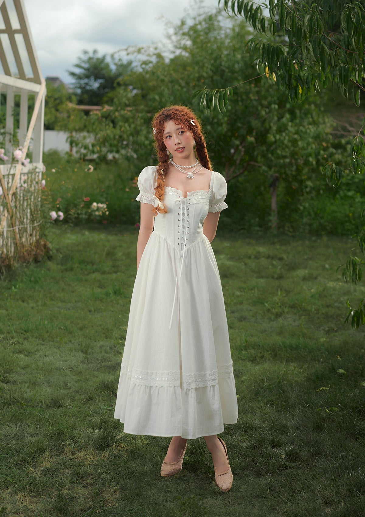 &quot;Pure White&quot; Wisteria Corset Dress
