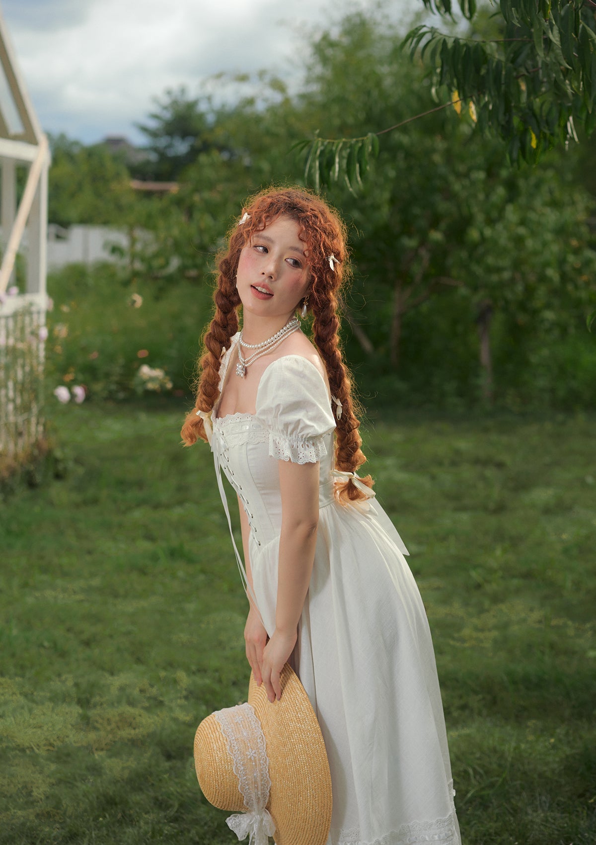 &quot;Pure White&quot; Wisteria Corset Dress