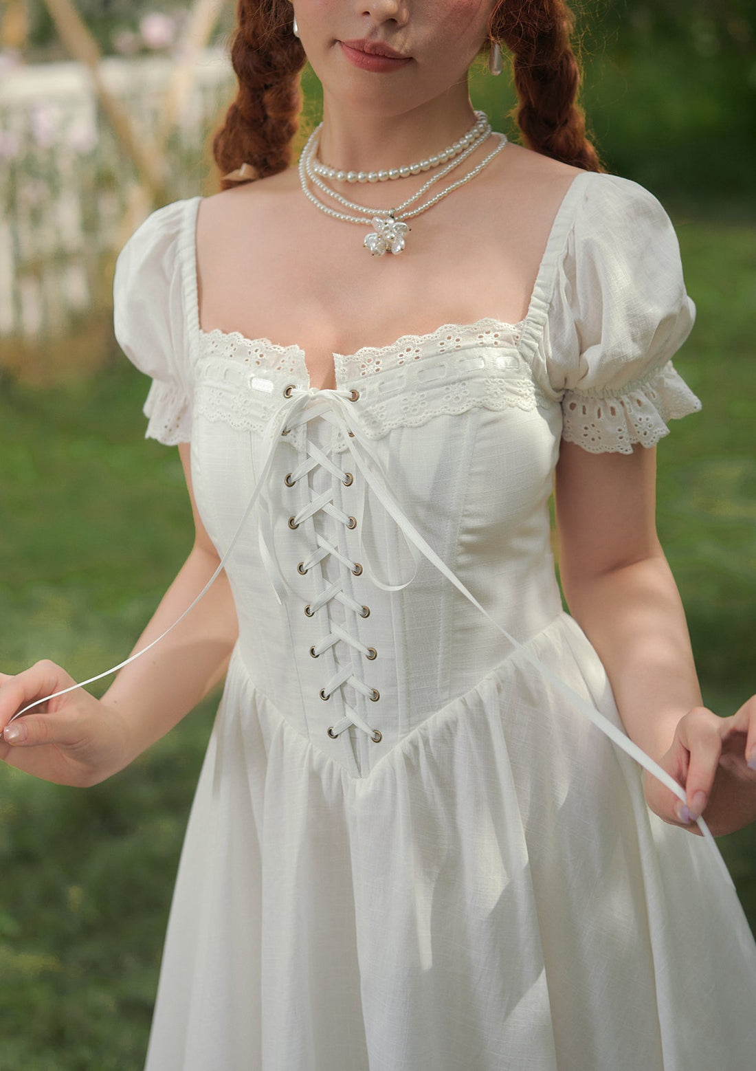 &quot;Pure White&quot; Wisteria Corset Dress