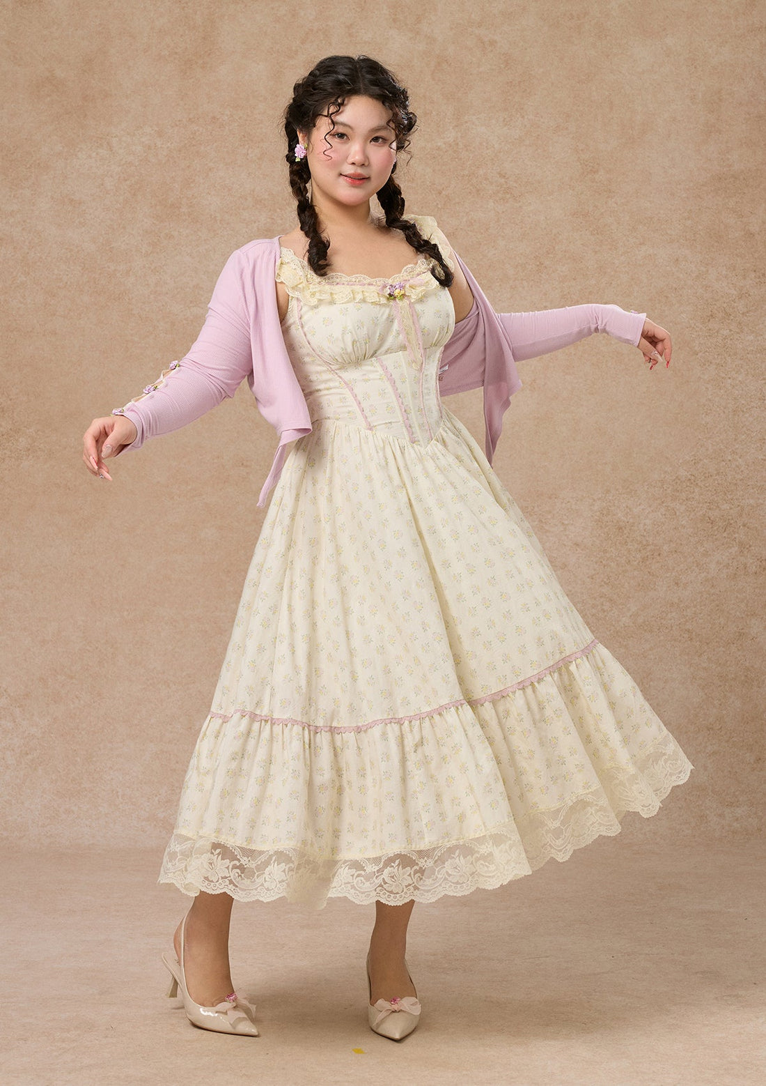 Curve&amp;Plus Cream Clove Cardigan