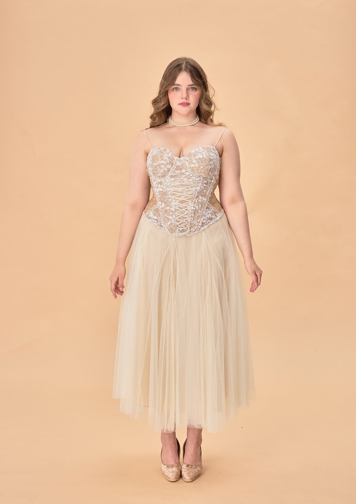 Curve &amp; Plus &quot;White Moon, Weaving Dreams&quot;Gauze Skirt