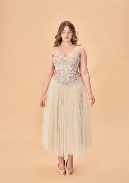 Curve &amp; Plus &quot;White Moon, Weaving Dreams&quot;Gauze Skirt