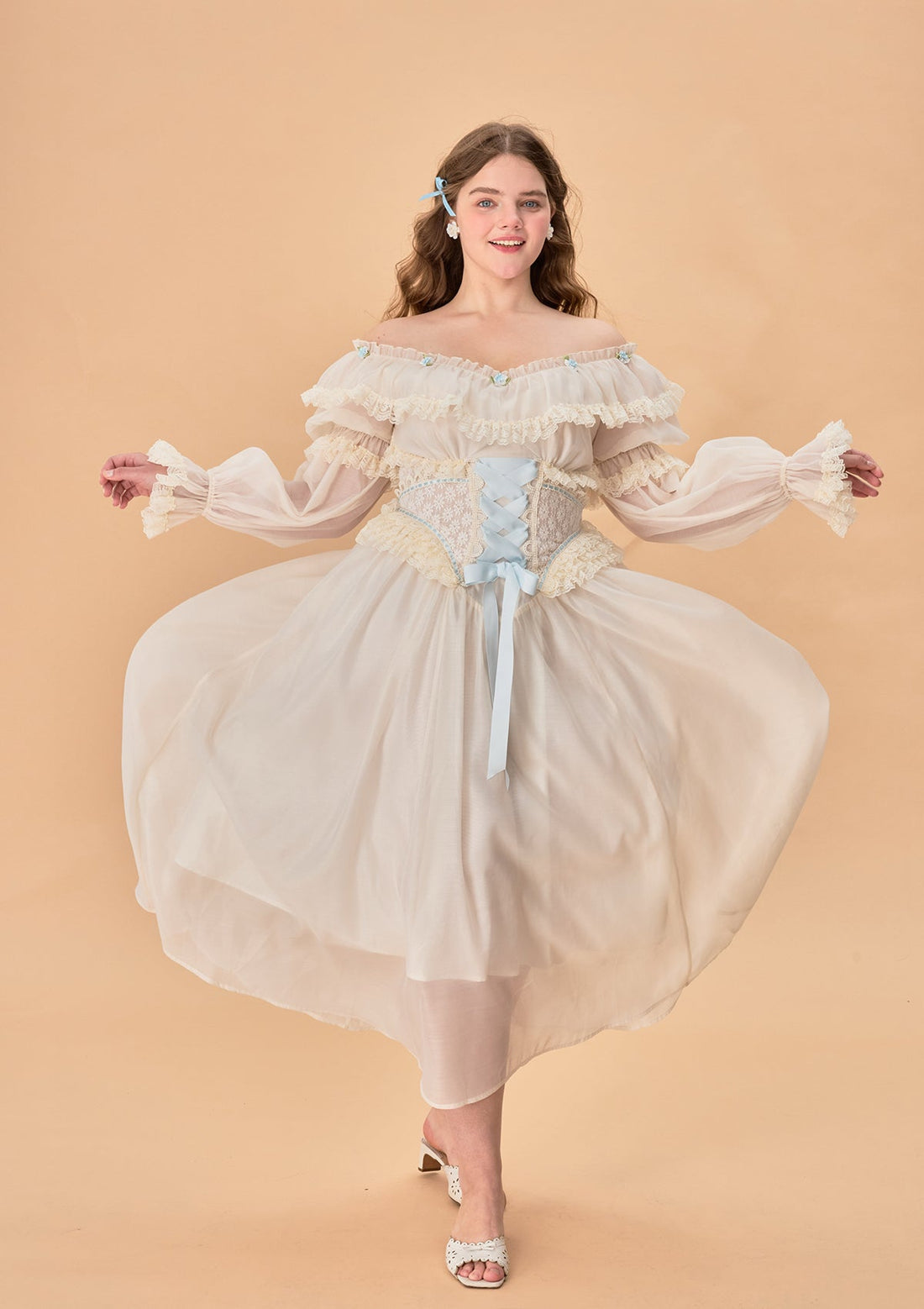 Curve &amp; Plus Blue Hydrangea Corset Dress