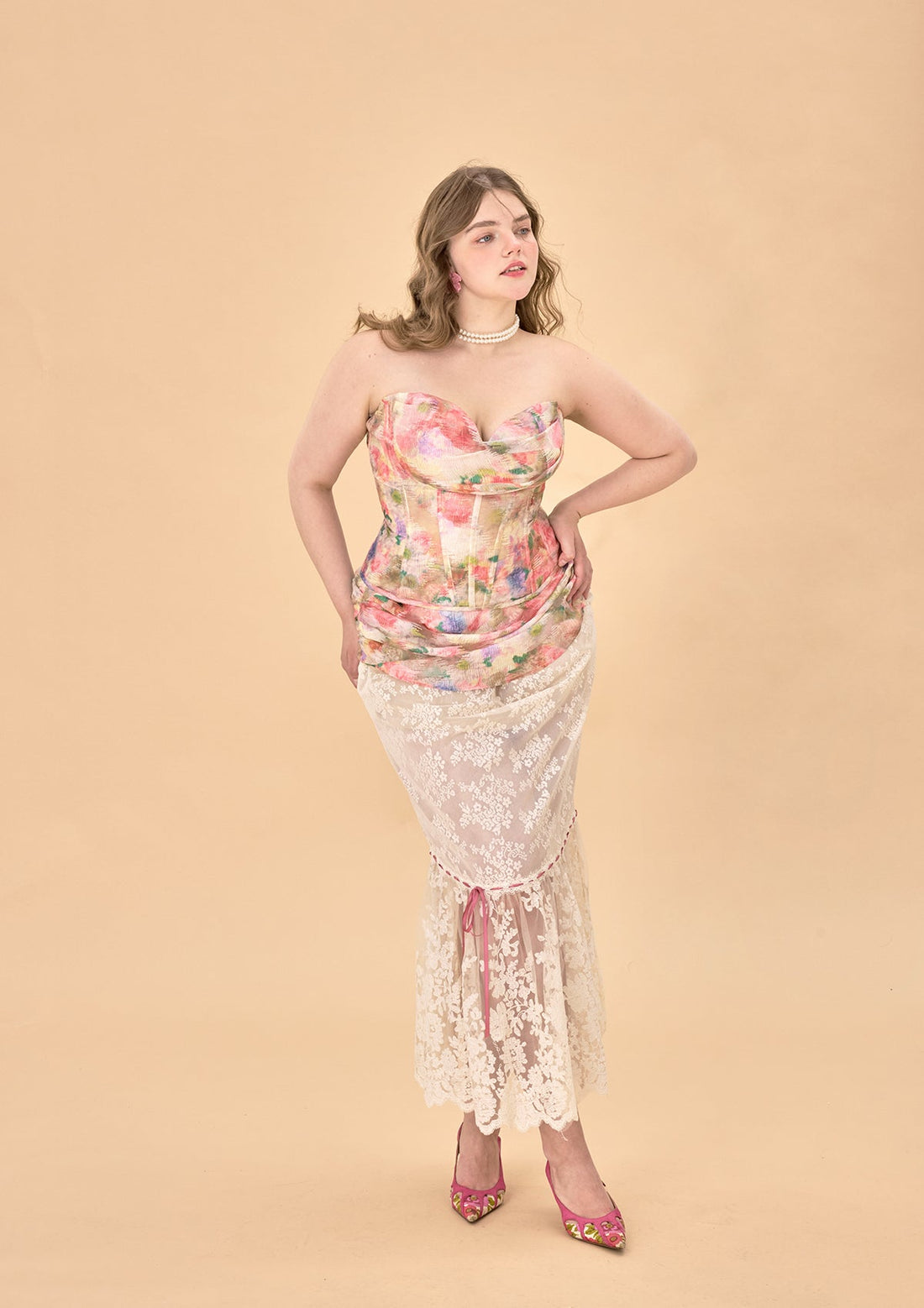 Curve &amp; Plus Floral Mirror Skirt