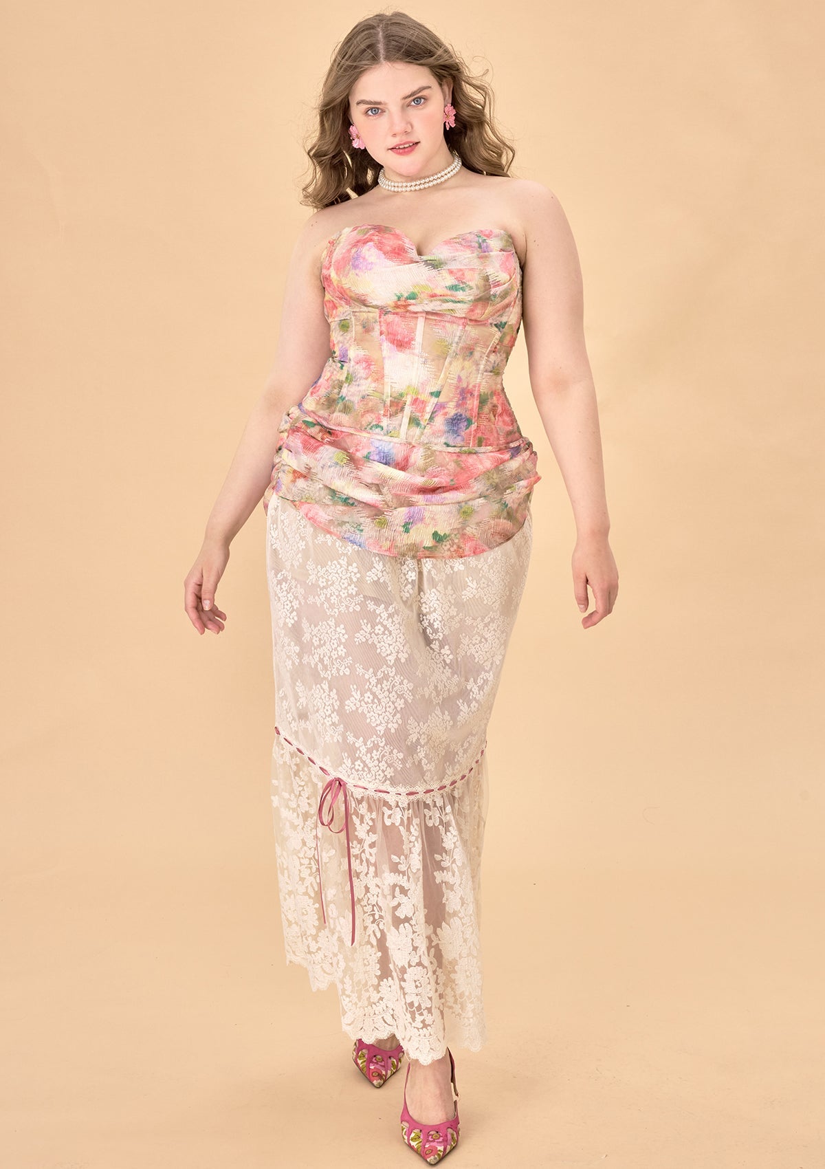 Curve &amp; Plus Floral Mirror Skirt