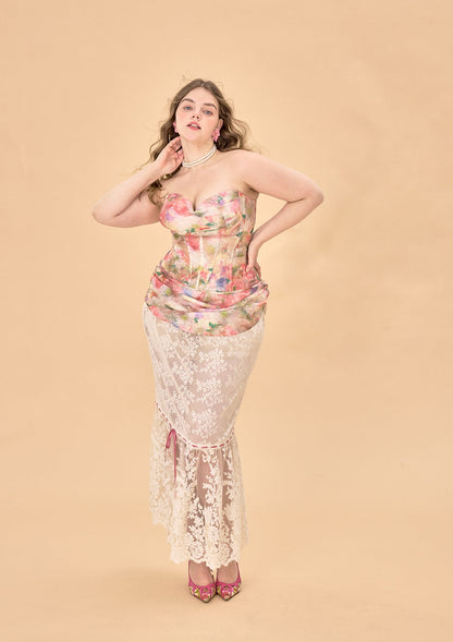 Curve &amp; Plus Floral Mirror Corset