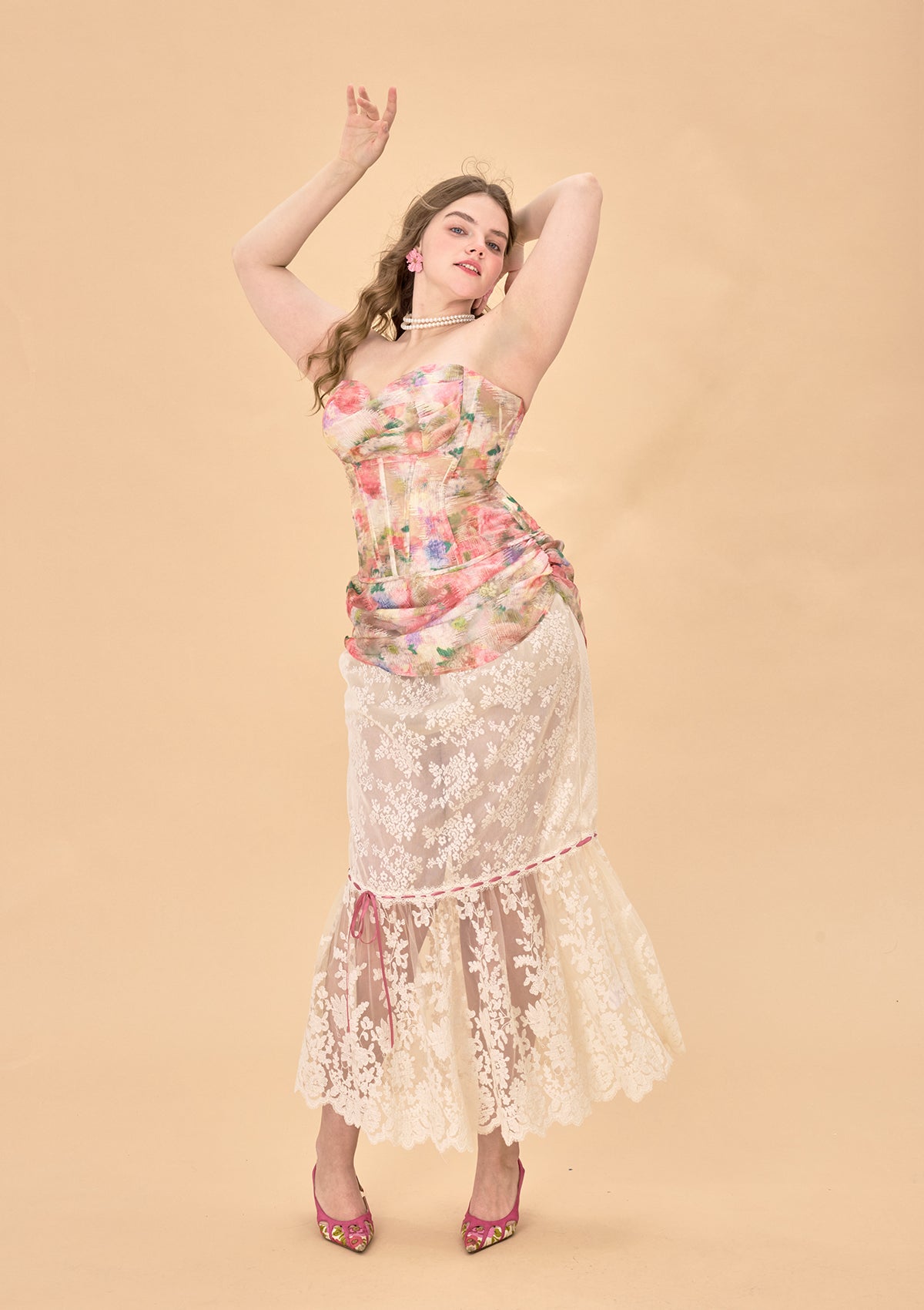 Curve &amp; Plus Floral Mirror Corset