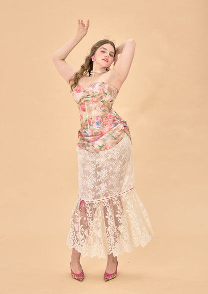 Curve &amp; Plus Floral Mirror Corset