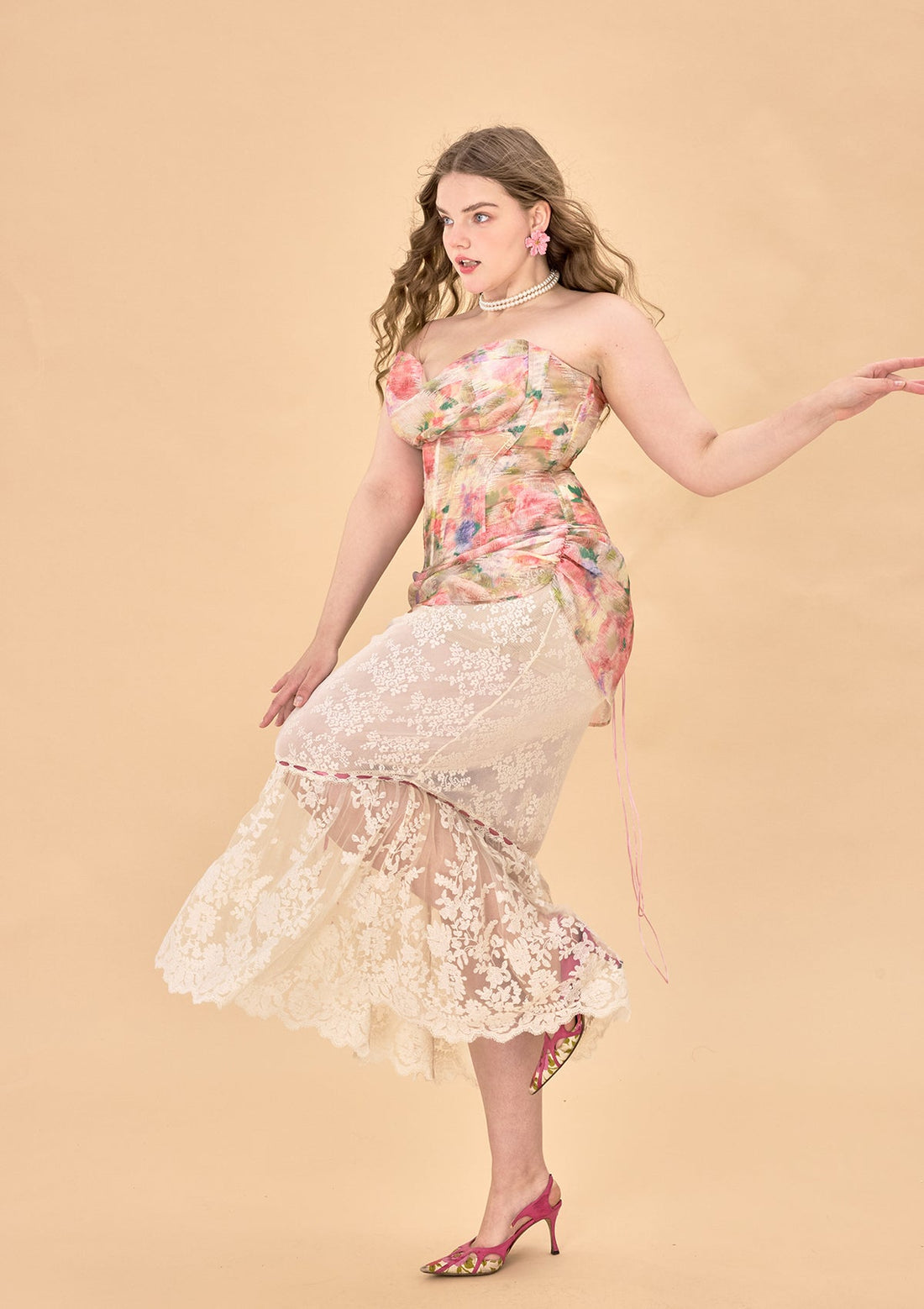 Curve &amp; Plus Floral Mirror Skirt