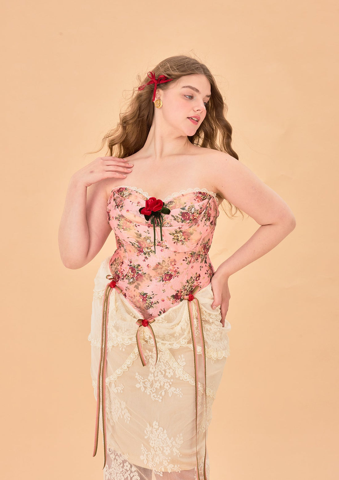 Curve &amp; Plus Rose Sous La Lune Corset Dress