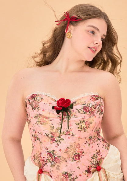 Curve &amp; Plus Rose Sous La Lune Corset Dress