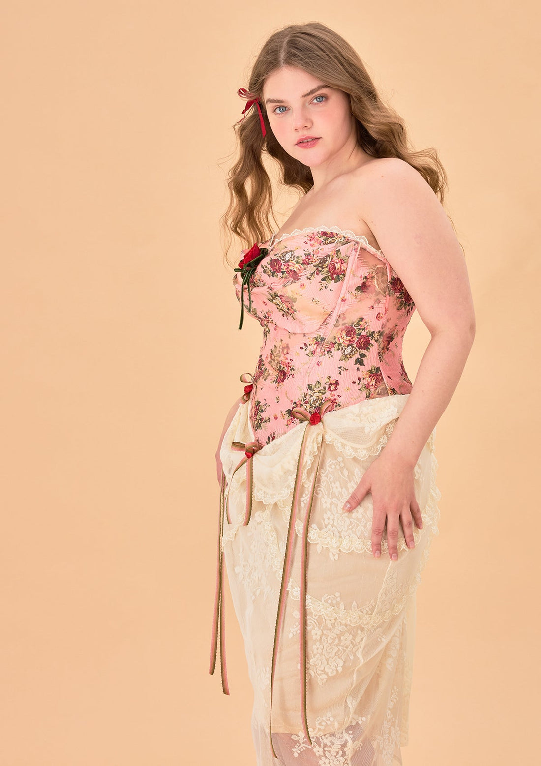 Curve &amp; Plus Rose Sous La Lune Corset Dress